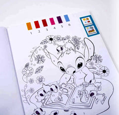 PINTAR POR NÚMEROS STITCH + 12 LÁPICES DE COLOR